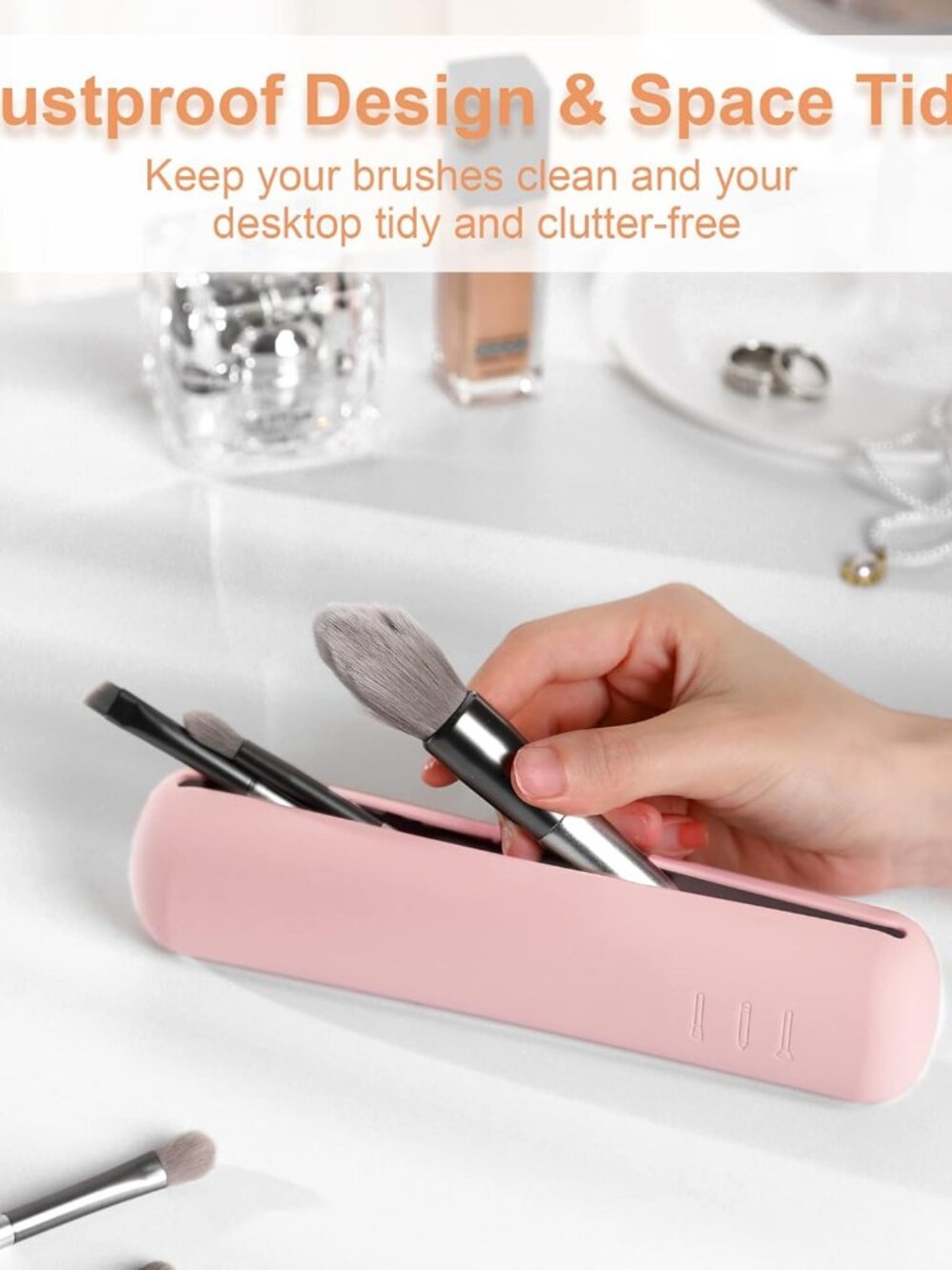 Travel Makeup Brush Holder, Magnetic Anti-fall Out Silicon Portable Cosmetic Fac - Picture 3 of 7
